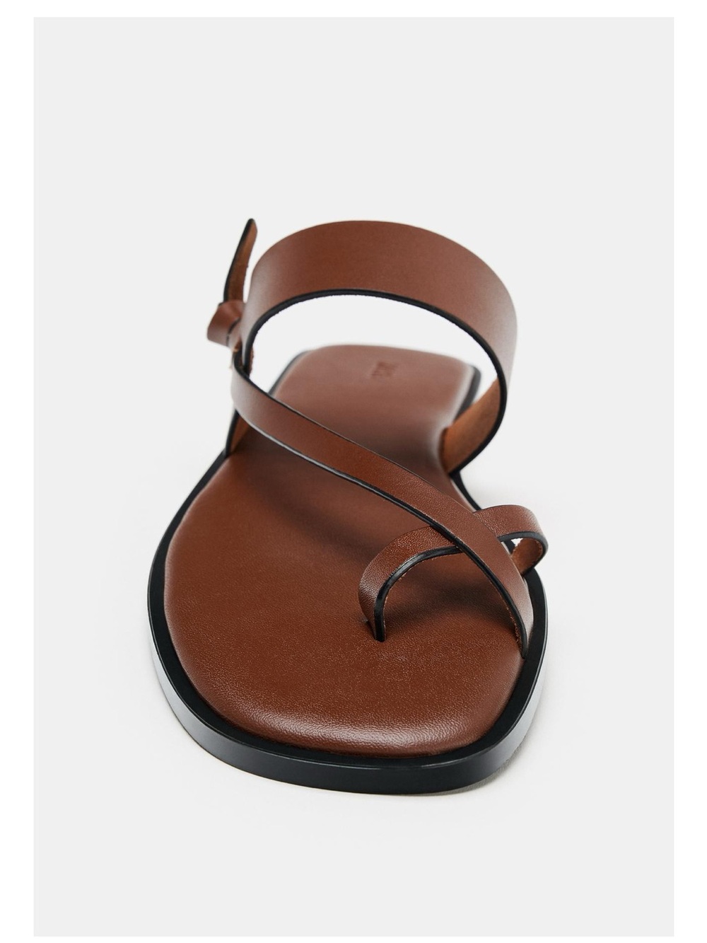 ❗️LAST CHANCE❗️Zara Brown Leather Cross-Strap Slide Sandals - Picture 2 of 4